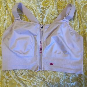 SHEFIT Light Pink Front-Zip High Support Sports Bra with Wide Straps